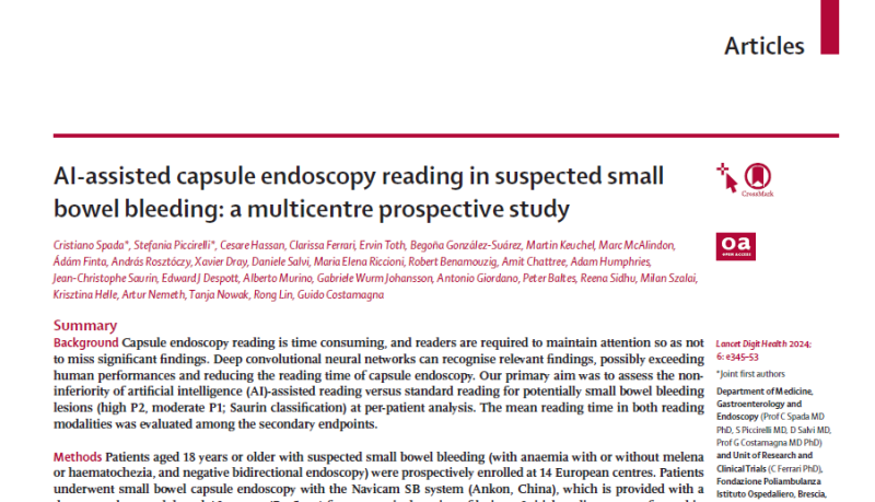 AI-assisted capsule endoscopy reading in suspected small bowel bleeding: a multicentre prospective study