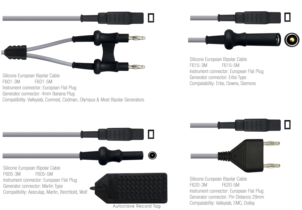 Reusable silicone bipolar cables